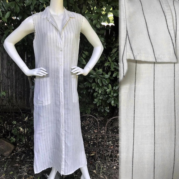 FRAME Striped BOYFRIEND Shirt Dress Maxi Duster S - Picture 3 of 8